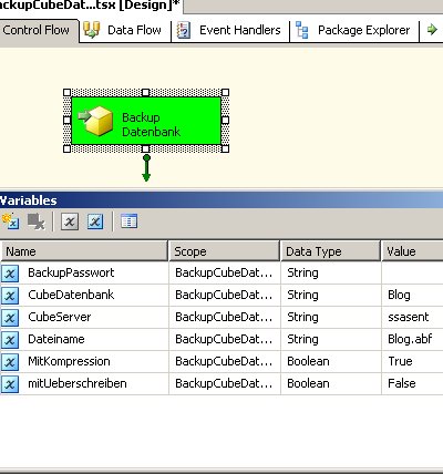 Variablen fürs SSIS Backup