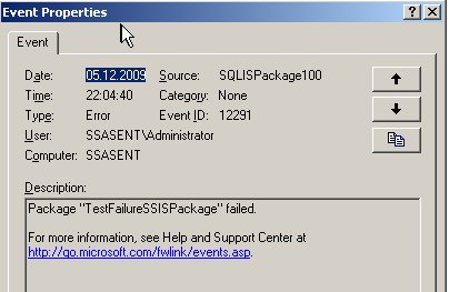 Details des Eventlogs beim Scheitern eines Pakets