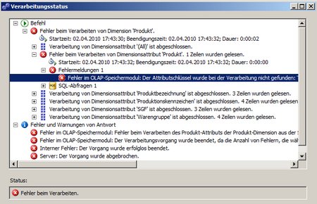 Fehler beim aufbereiten der Dimension