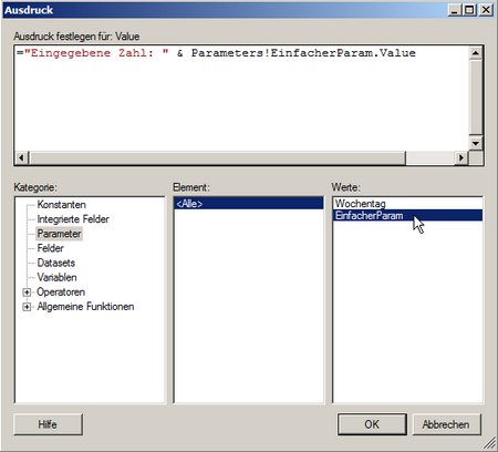 Parameter mit einem Wert