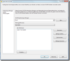 Eingabefeld für SQL als Datenquelle